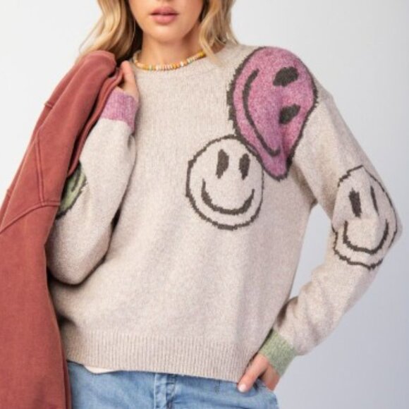 SWEATER PULLOVER - SMILEY FACE KNIT - Picture 2 of 4